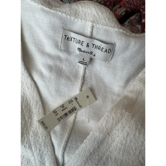 NWT White Wrap Sweater Top Tie Waist Long Sleeve Cozy Neutral Clean Girl Cottage - Picture 8 of 12